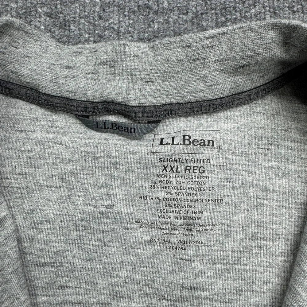 LL Bean Full Zip Sweatshirt Mens‎ XXL Gray Bomber Style Jacket
